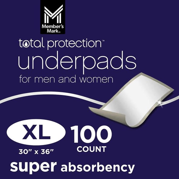 Member's Mark Total Protection Underpads Extra-Large, 30" x 36", 100 ct.