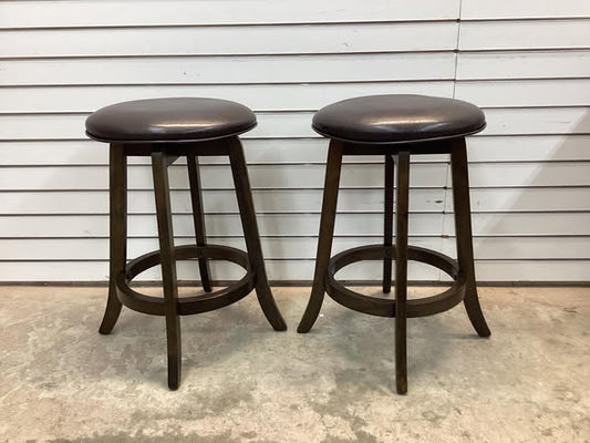 Costway 24" Counter Height Stools Set of 2 with 360° Swivel Round Seat & Footrest