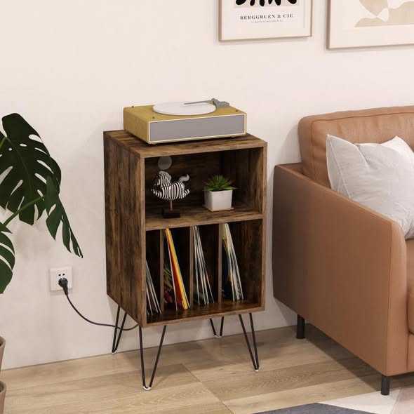Costway Record Player Stand with Charging Station