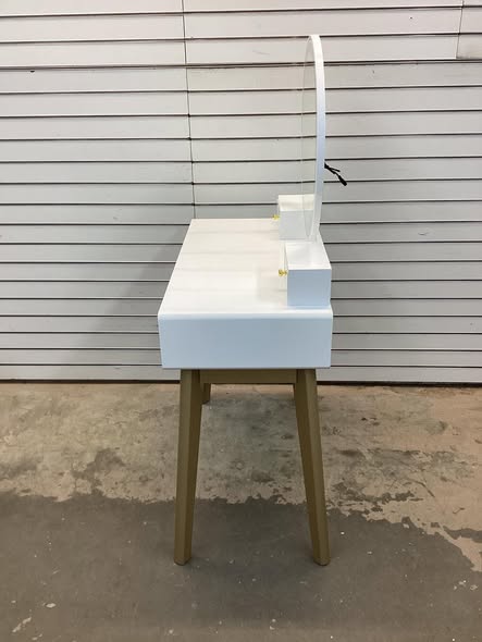 Costway Vanity Set with LED Lighted Mirror Round Mirror & Soft Cushioned Stool 4 Drawers