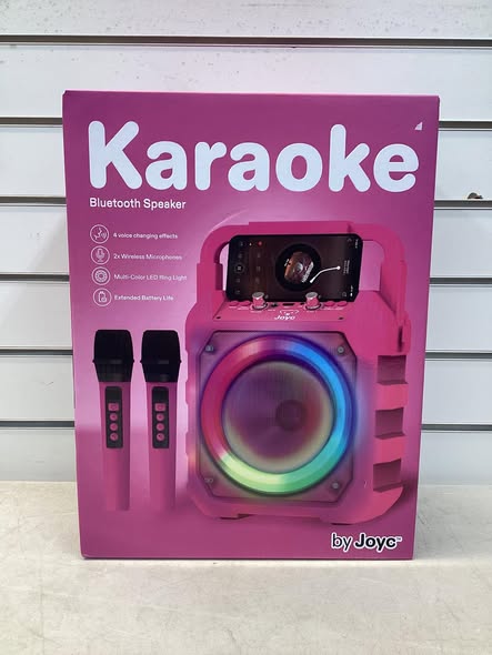 JOYC Mic Drop Karaoke Machine with 2 Wireless Mics & RGB Lights