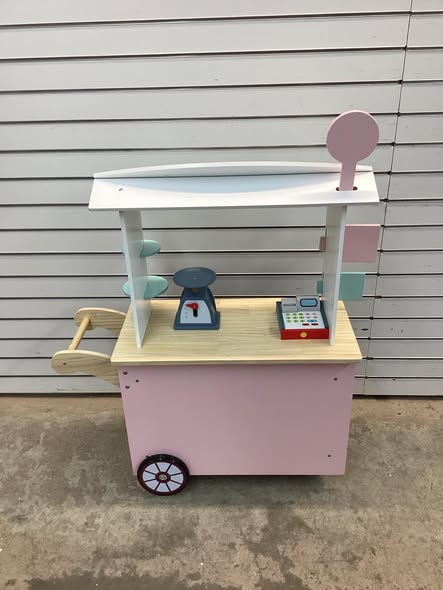 Costway Kids Snacks & Sweets Food Cart Kids Toy Cart Play Set with 30 PCS Accessories Pink