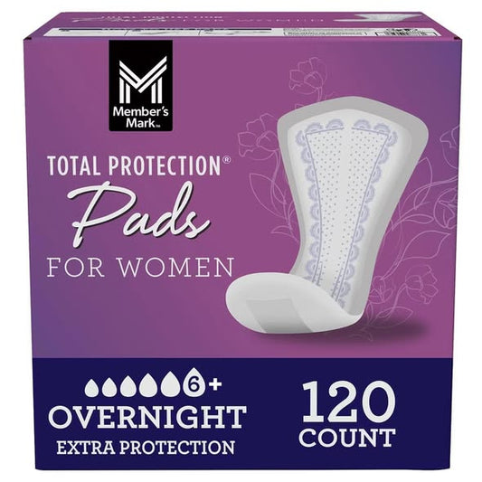 Member's Mark Total Protection Overnight Pad for Women, 120 ct.