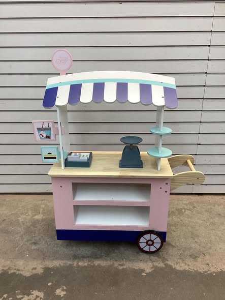 Costway Kids Snacks & Sweets Food Cart Kids Toy Cart Play Set with 30 PCS Accessories Pink