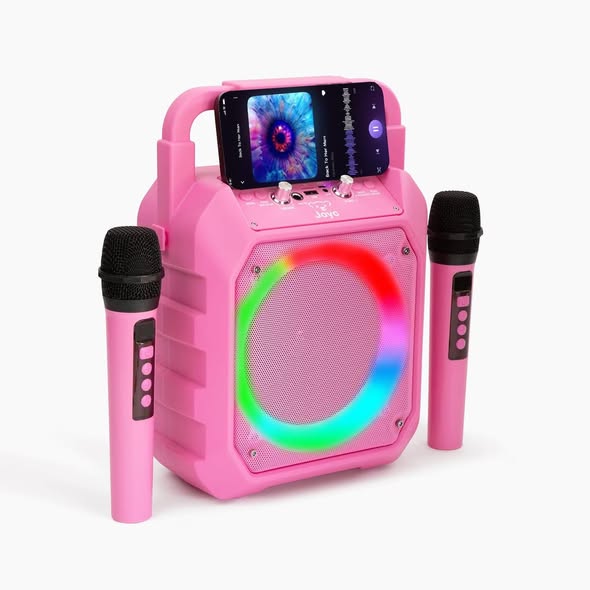 JOYC Mic Drop Karaoke Machine with 2 Wireless Mics & RGB Lights