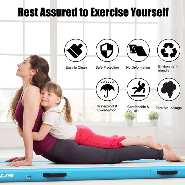 Inflatable Gym Mat with Electric Pump for Yoga.