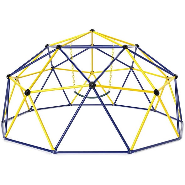 Costway Yellow Kids Climbing Dome and Jungle Gym Playground Set