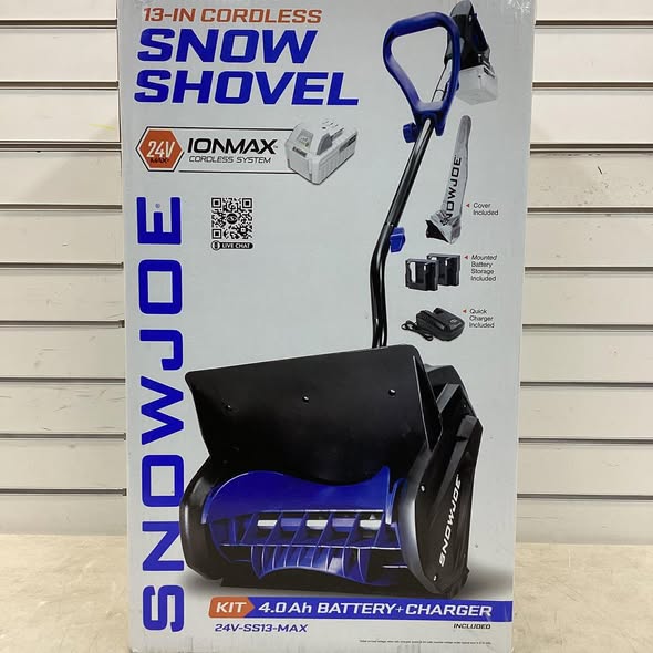 Snow Joe 24V 13 Inch Wide Cordless Snow Shovel with Cover + 4.0Ah Battery / Charger