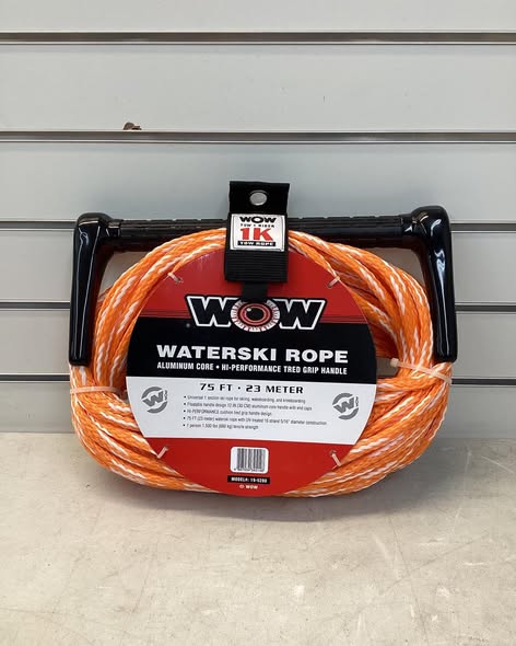 WOW Sports 75' Towing Rope for Wakeboard, Water Ski and Wakesurf, 2-Section, 1 Pack