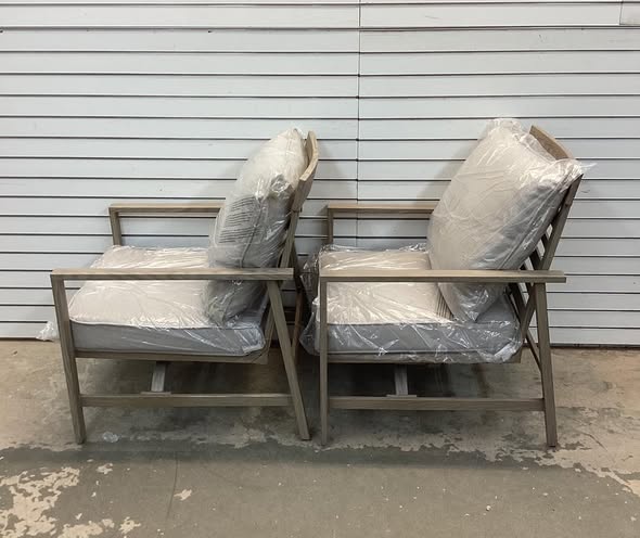Hampton Bay River Haven 3-Piece Steel Outdoor Bistro Motion Chat Set with CushionGuard Riverbed Tan Cushions