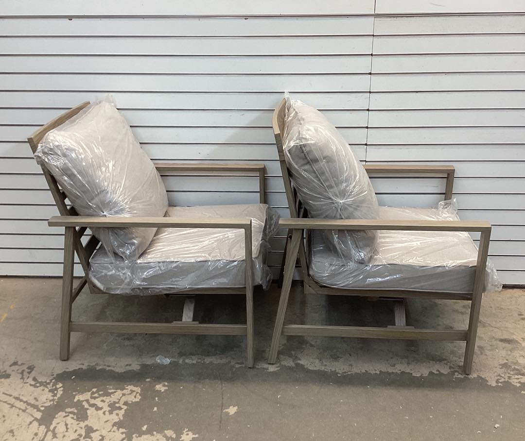 Hampton Bay River Haven 3-Piece Steel Outdoor Bistro Motion Chat Set with CushionGuard Riverbed Tan Cushions
