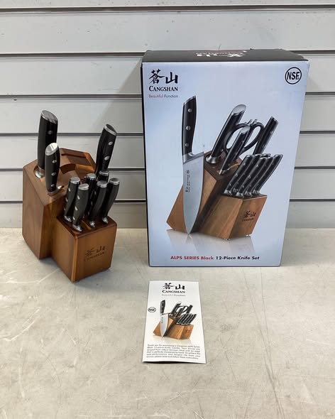 ALPS Series 12-Piece Knife Block Set, Forged German Steel, Acacia Block