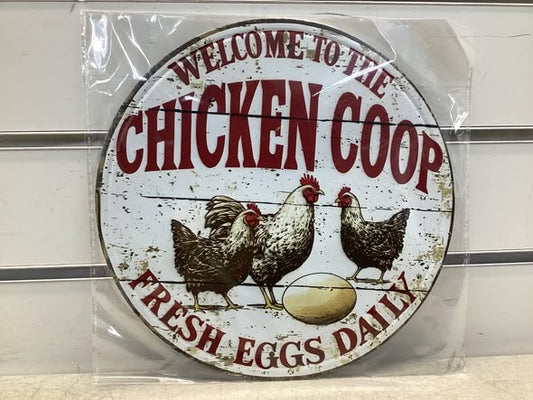 8” round metal sign