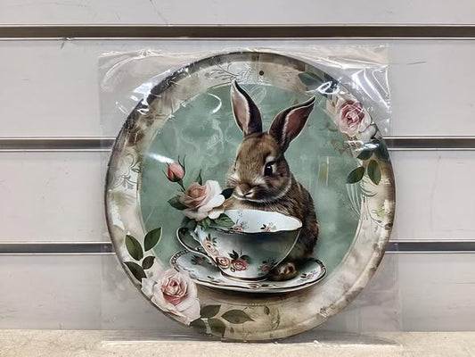 8” round metal sign