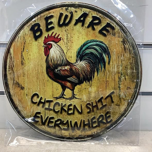 8” round metal sign