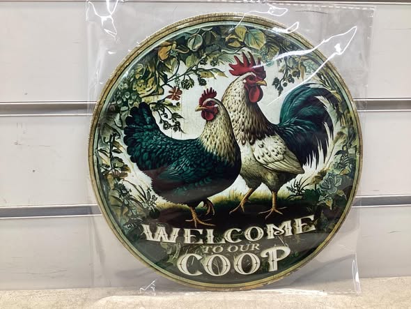 8” round metal sign