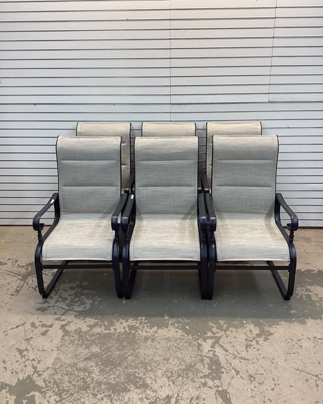 Glenridge Falls Padded Sling Metal Outdoor Dining Chair in Putty Beige Set of 6