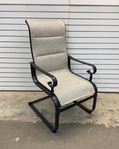 Glenridge Falls Padded Sling Metal Outdoor Dining Chair in Putty Beige Set of 6