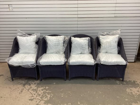 Hampton Bay Ryland 4PK Wicker Dining Chair Set With Cushions