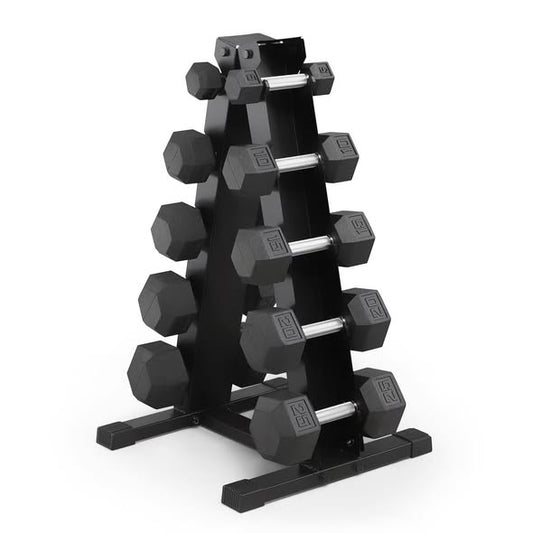 Marcy 150 lb. Rubber Hex Dumbbell Set with Rack
