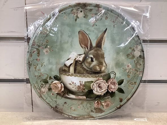 8” round metal sign