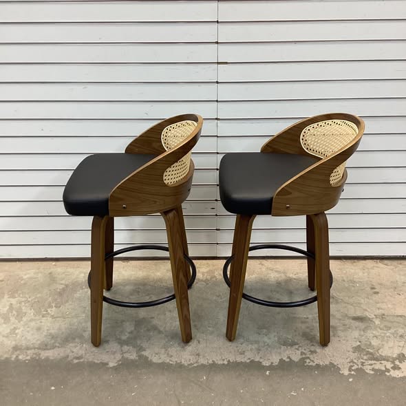 Leeana Swivel Faux Leather Counter & Bar Stools (Set of 2)