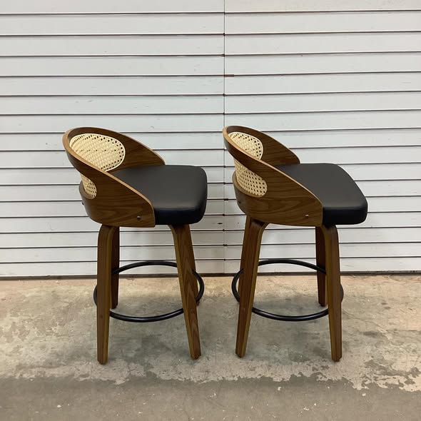 Leeana Swivel Faux Leather Counter & Bar Stools (Set of 2)