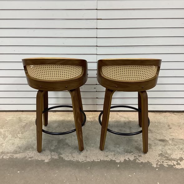 Leeana Swivel Faux Leather Counter & Bar Stools (Set of 2)