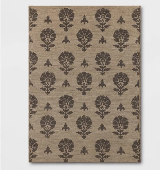 Theshold 5ft x 7ft outdoor rug tan block print