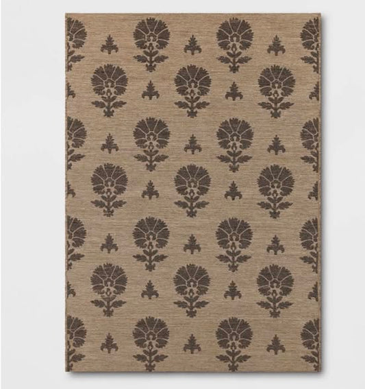 Theshold 5ft x 7ft outdoor rug tan block print