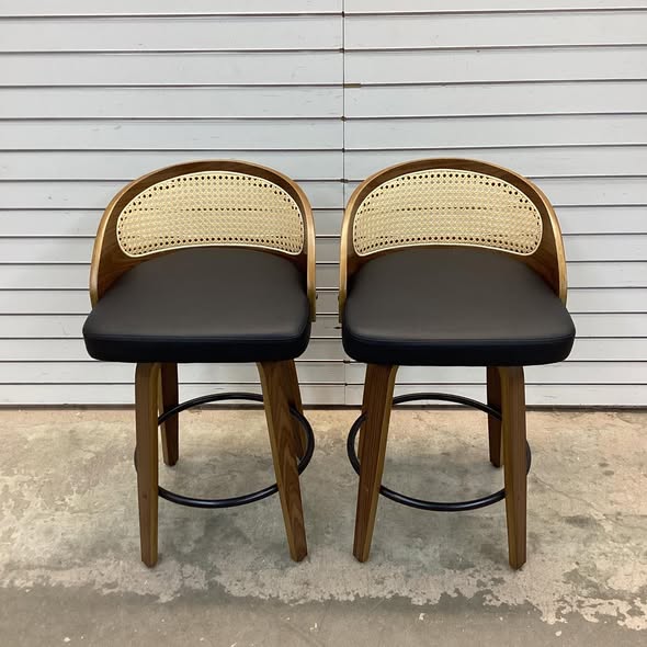 Leeana Swivel Faux Leather Counter & Bar Stools (Set of 2)