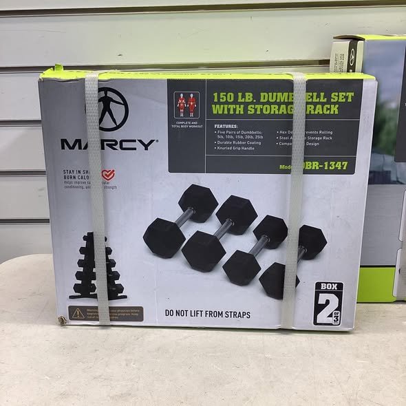 Marcy 150 lb. Rubber Hex Dumbbell Set with Rack