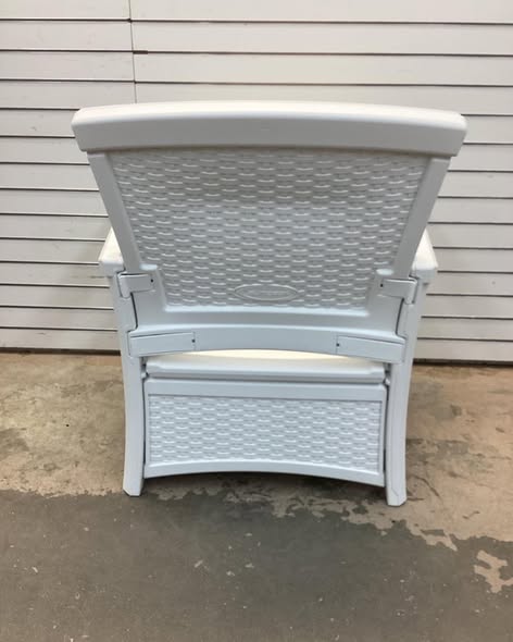 Suncast Elements Wicker White Plastic Frame Stationary Conversation Chair with Solid Seat