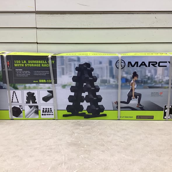 Marcy 150 lb. Rubber Hex Dumbbell Set with Rack