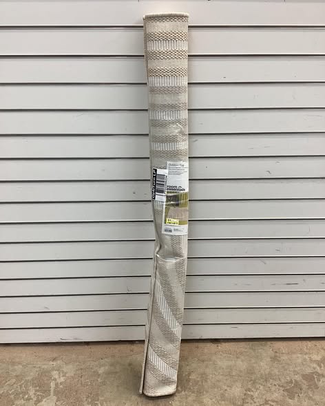 Room Essentials 4'x6' Wide Stripe Rectangular Woven Outdoor Area Rug in Tan