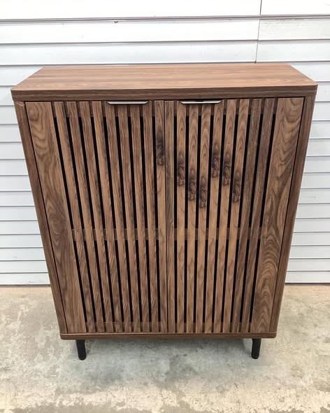 6-Tier Cabinet With Doors , Large Wooden Cabinet With Adjustable Shelves