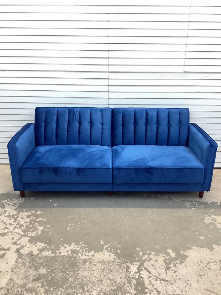 Perdue 81.5" Velvet Square Arm Convertible Sofa