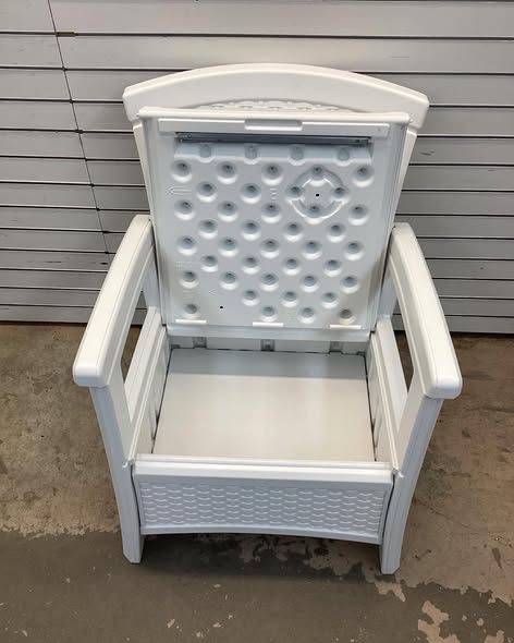 Suncast Elements Wicker White Plastic Frame Stationary Conversation Chair with Solid Seat