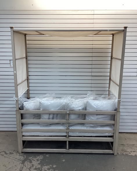 Hampton Bay Ballincourt Brown Metal Outdoor Day Bed with CushionGuard Almond Biscotti Cushions