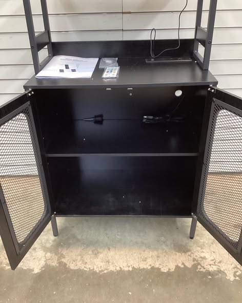 Parina Tall Bar Cabinet with Glasses Rack and Led Strip, Wine Cabinet.