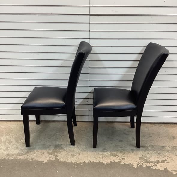 Faux Leather Upholstered Parsons Dining Chairs Black  (Set of 2)