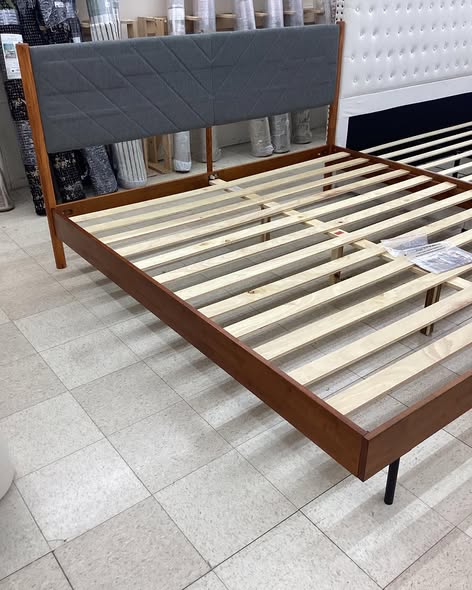 Felisha Solid Wood King Size Bed Frame with Fabric Headboard