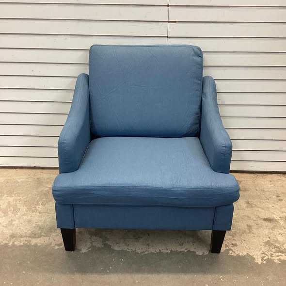 31" W Linen Sloping Handrail Small Bedroom Chairs Mid Century Modern Accent Chair