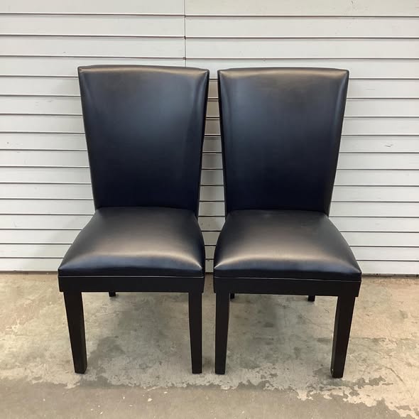 Faux Leather Upholstered Parsons Dining Chairs Black  (Set of 2)