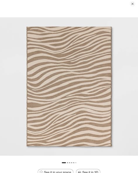 Threshold Wavy Lines Outdoor Area Rug in Beige/Natural Brown
