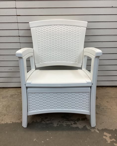 Suncast Elements Wicker White Plastic Frame Stationary Conversation Chair with Solid Seat