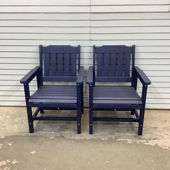 HIPS Patio Chair Set Of 2,Outdoor Dinning Chair With Vertical Backrest,380Lbs Capacity Chairs For Garden, Porch And Backyard,Navy Blue