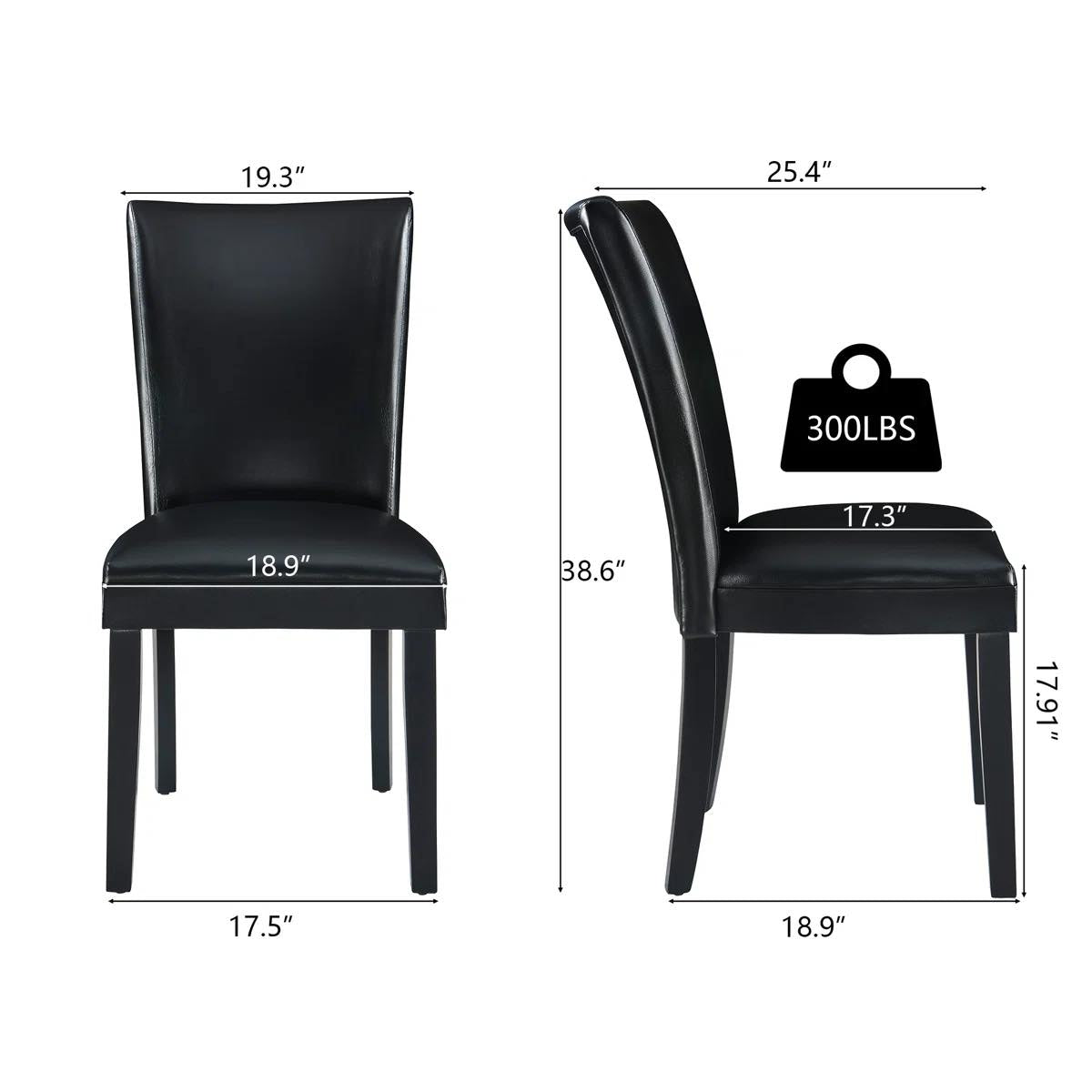 Faux Leather Upholstered Parsons Dining Chairs Black  (Set of 2)