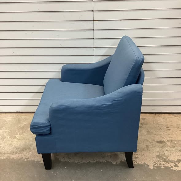 31" W Linen Sloping Handrail Small Bedroom Chairs Mid Century Modern Accent Chair