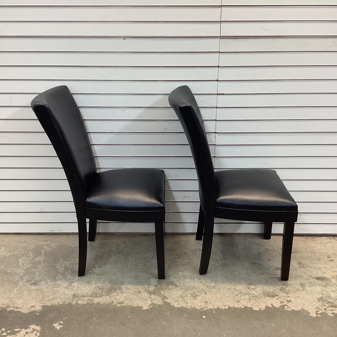 Faux Leather Upholstered Parsons Dining Chairs Black  (Set of 2)